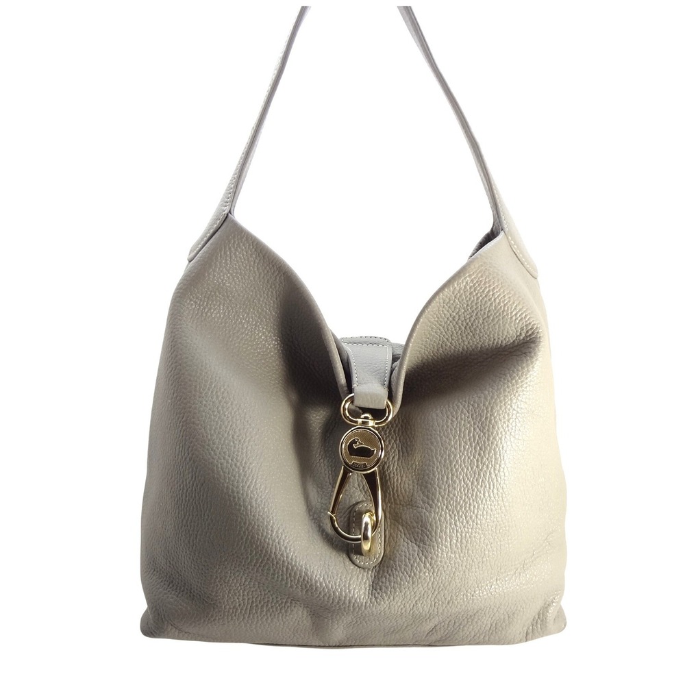 Dooney & Bourke Taupe Pebbled Leather Hobo with Gold Hardware
